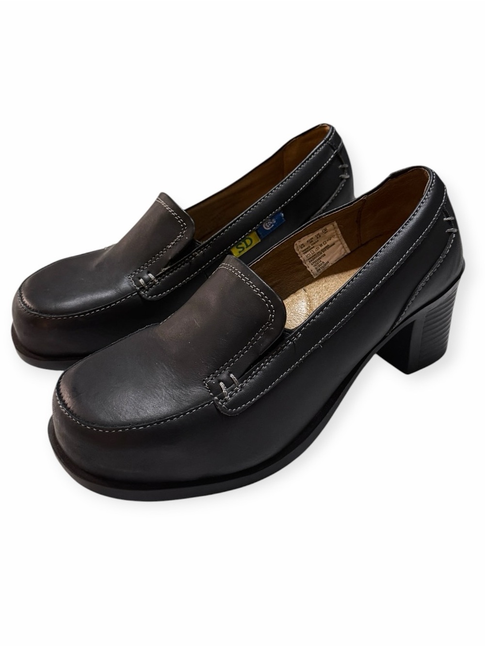 Vintage Hush Puppies Black Heeled Loafers, Women’s Size 5.5